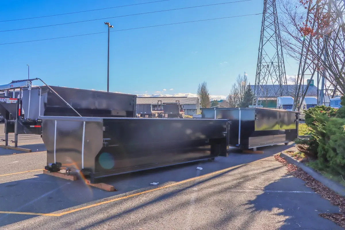 Roll-off dumpster ready for waste disposal at job site for Yard Waste Dumpster Rental in Mehlville